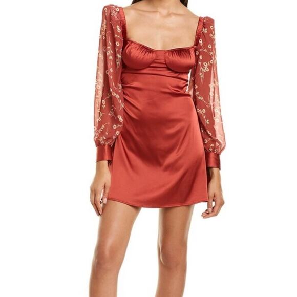 Danielle Bernstein by WEWOREWHAT Puff Sleeve Mini Dress Romantic Sz 14 NWT $99 - Picture 3 of 16